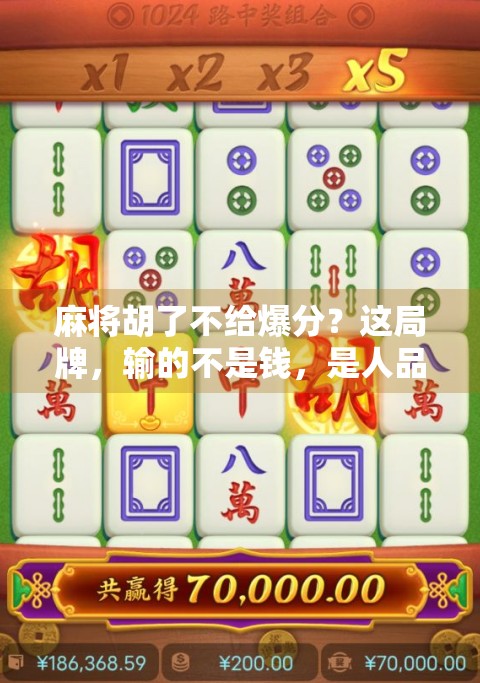 麻将胡了不给爆分？这局牌，输的不是钱，是人品！