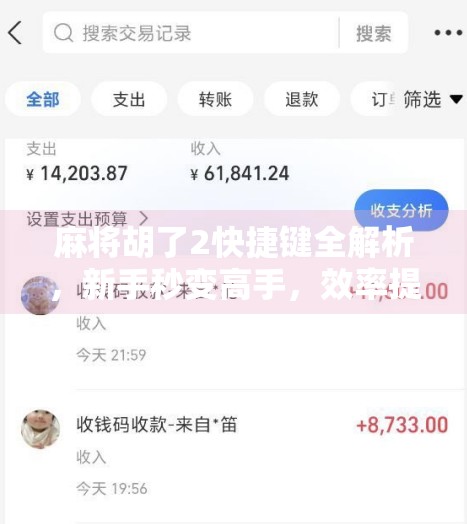 麻将胡了2快捷键全解析，新手秒变高手，效率提升300%